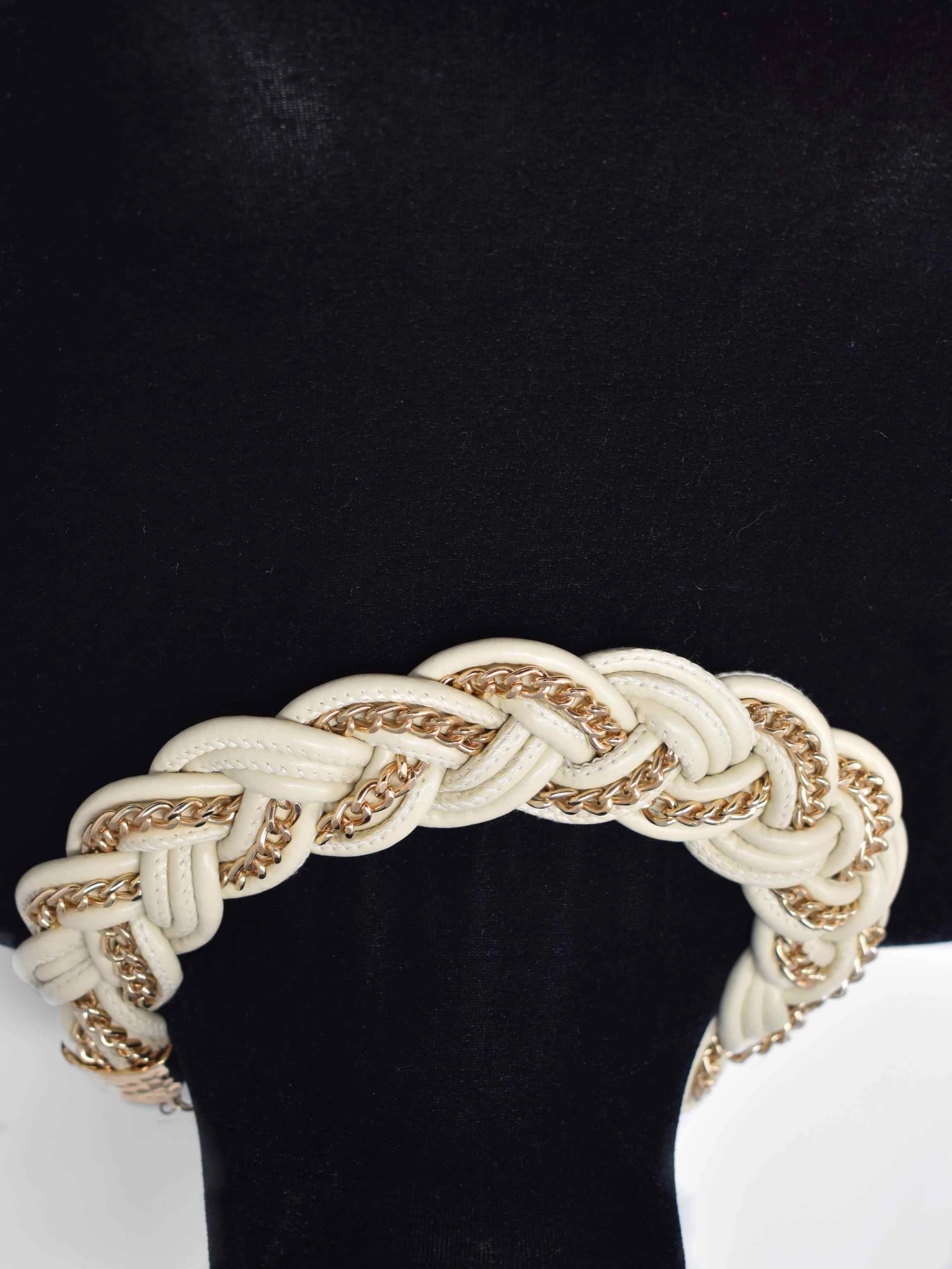 Agera Cream and Gold Braided Statement Necklace