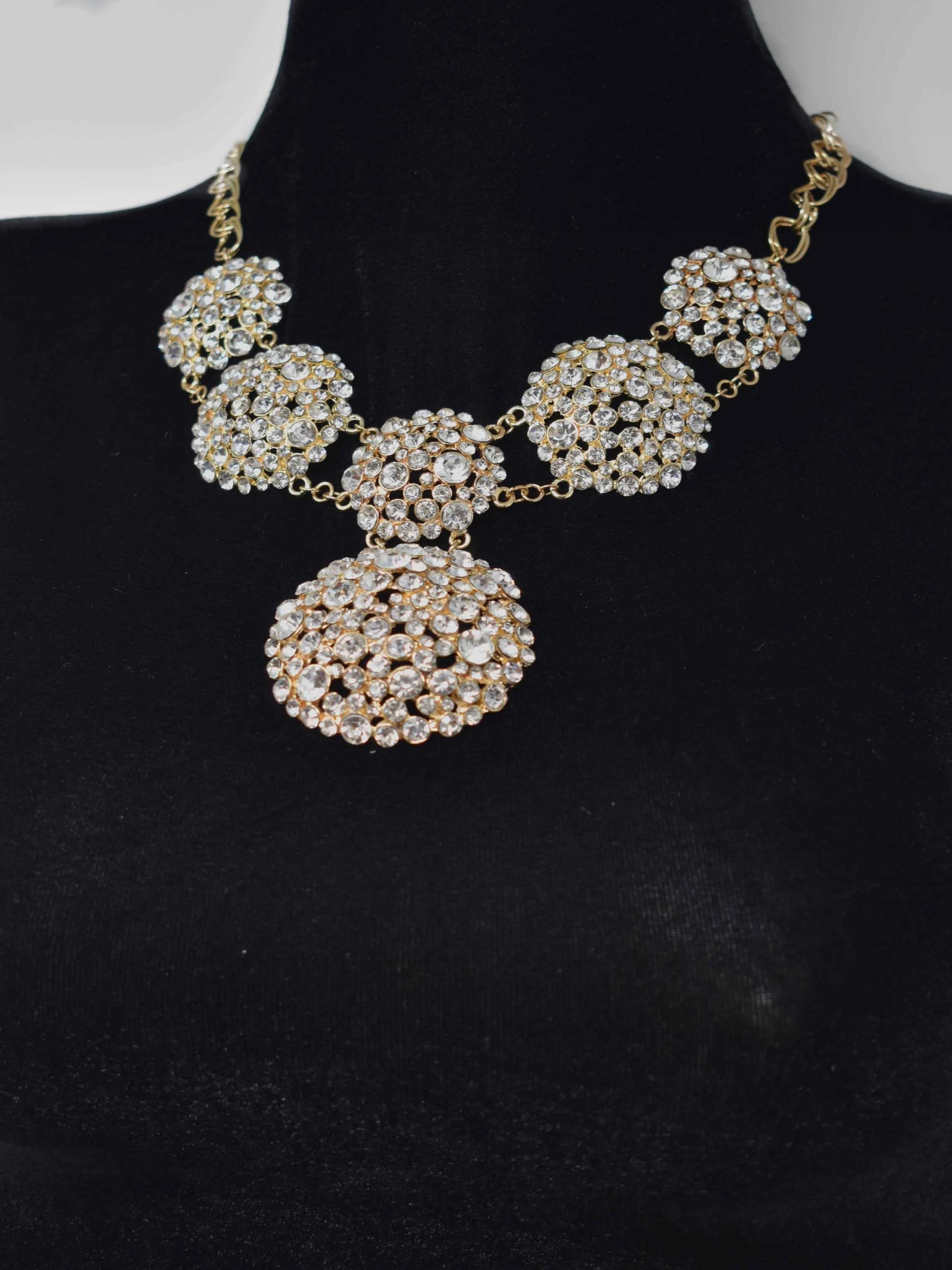 Ella Gold and Clustered Stones Statement Necklace