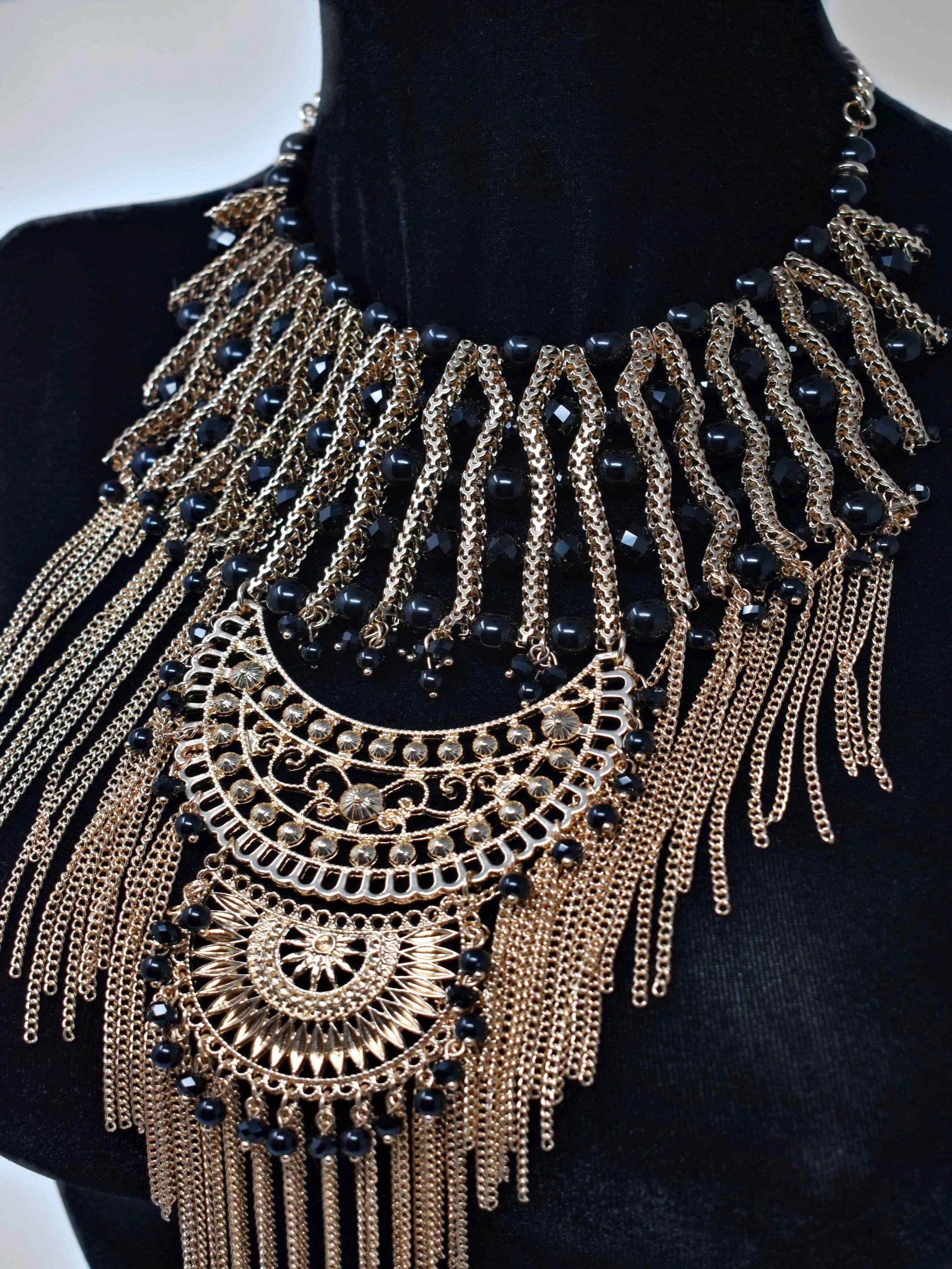 Onia Gold and Black Statement Necklace