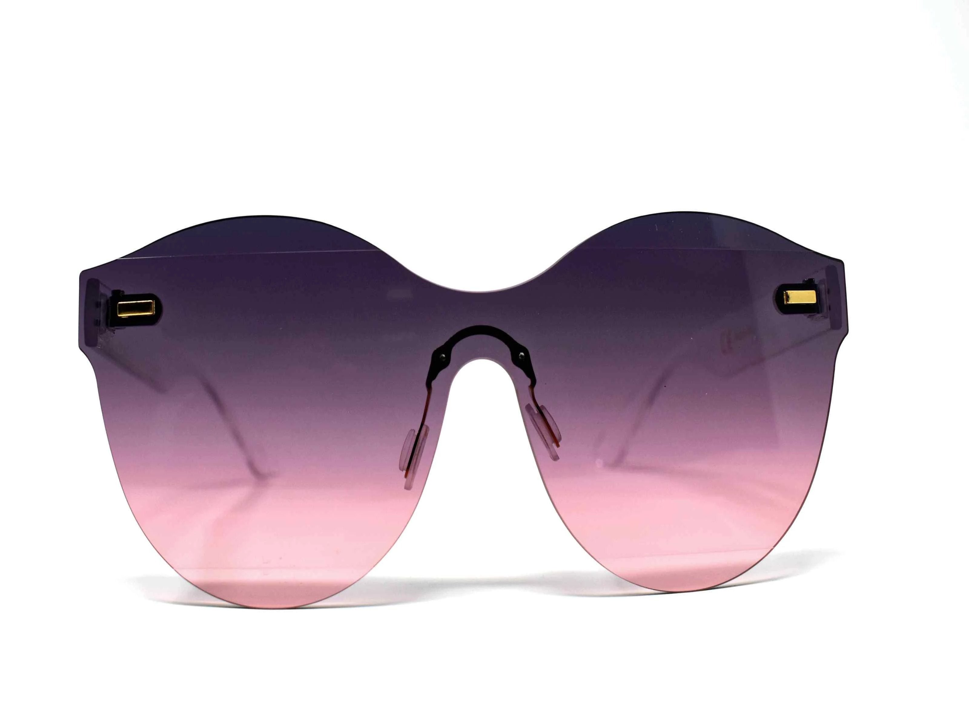 Its just a good vibe in these sage no rim sunglass frames with a plum to pink ombre lens.