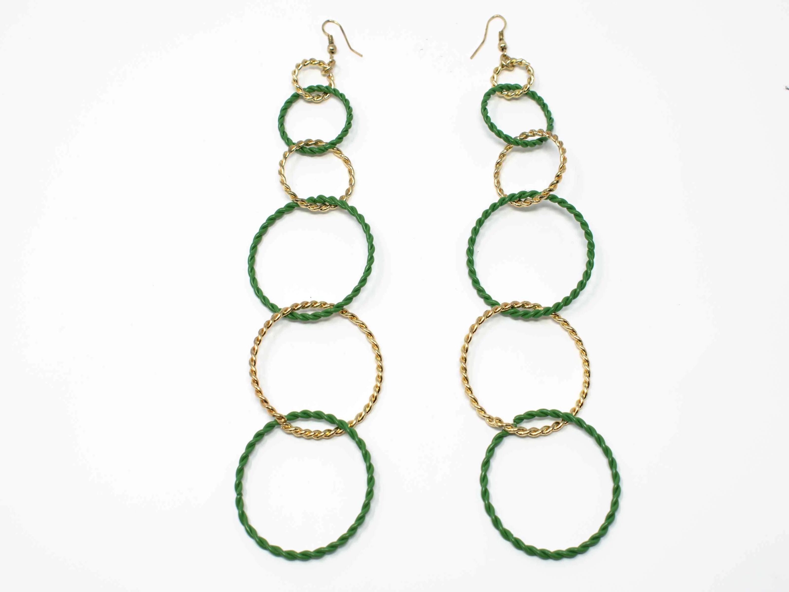 Terry Gold and Green Earrings