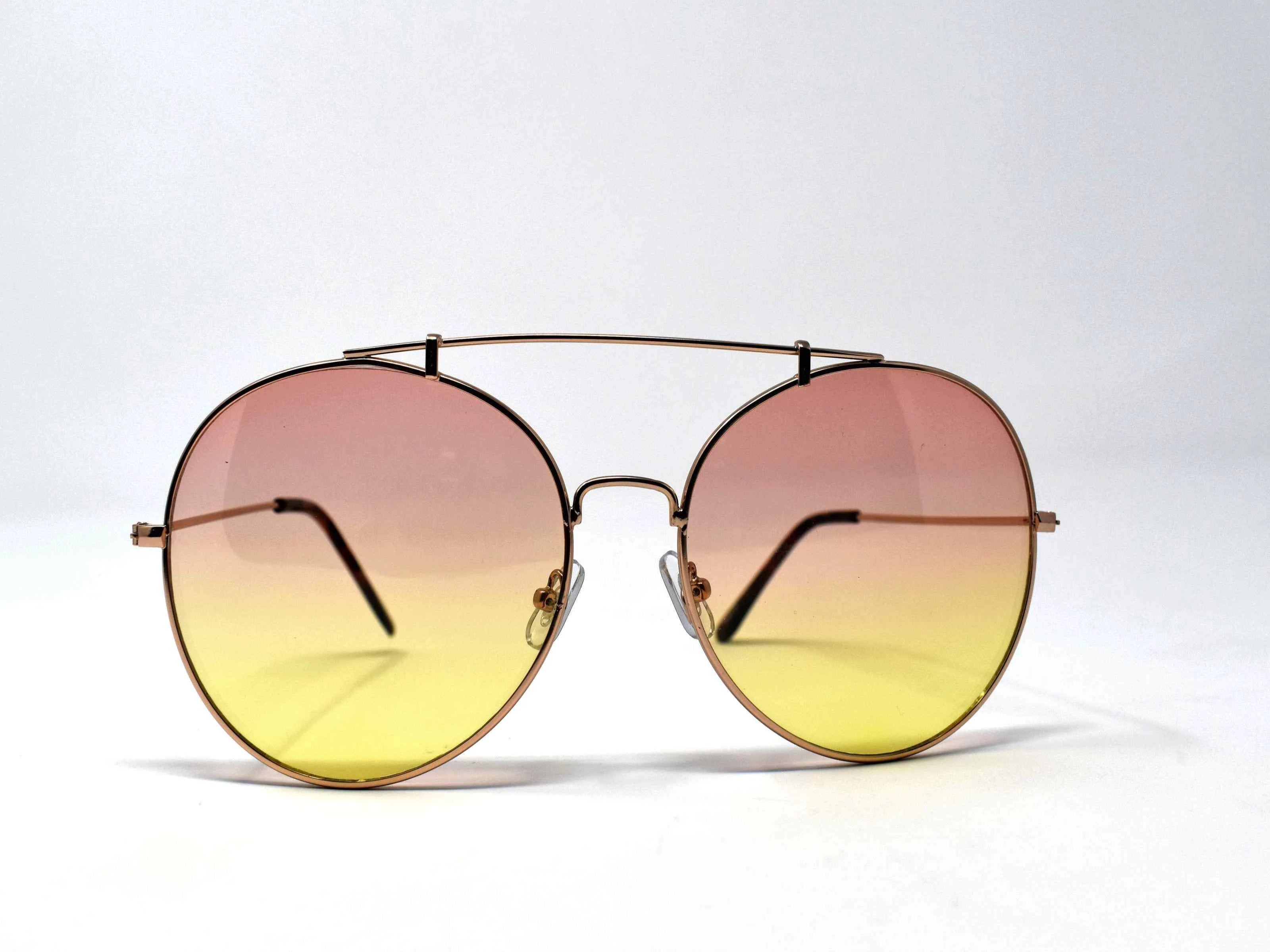 Va Va Voom will be consistently heard in these Vervain gold frame aviator orange and yellow ombre lens sunglasses.