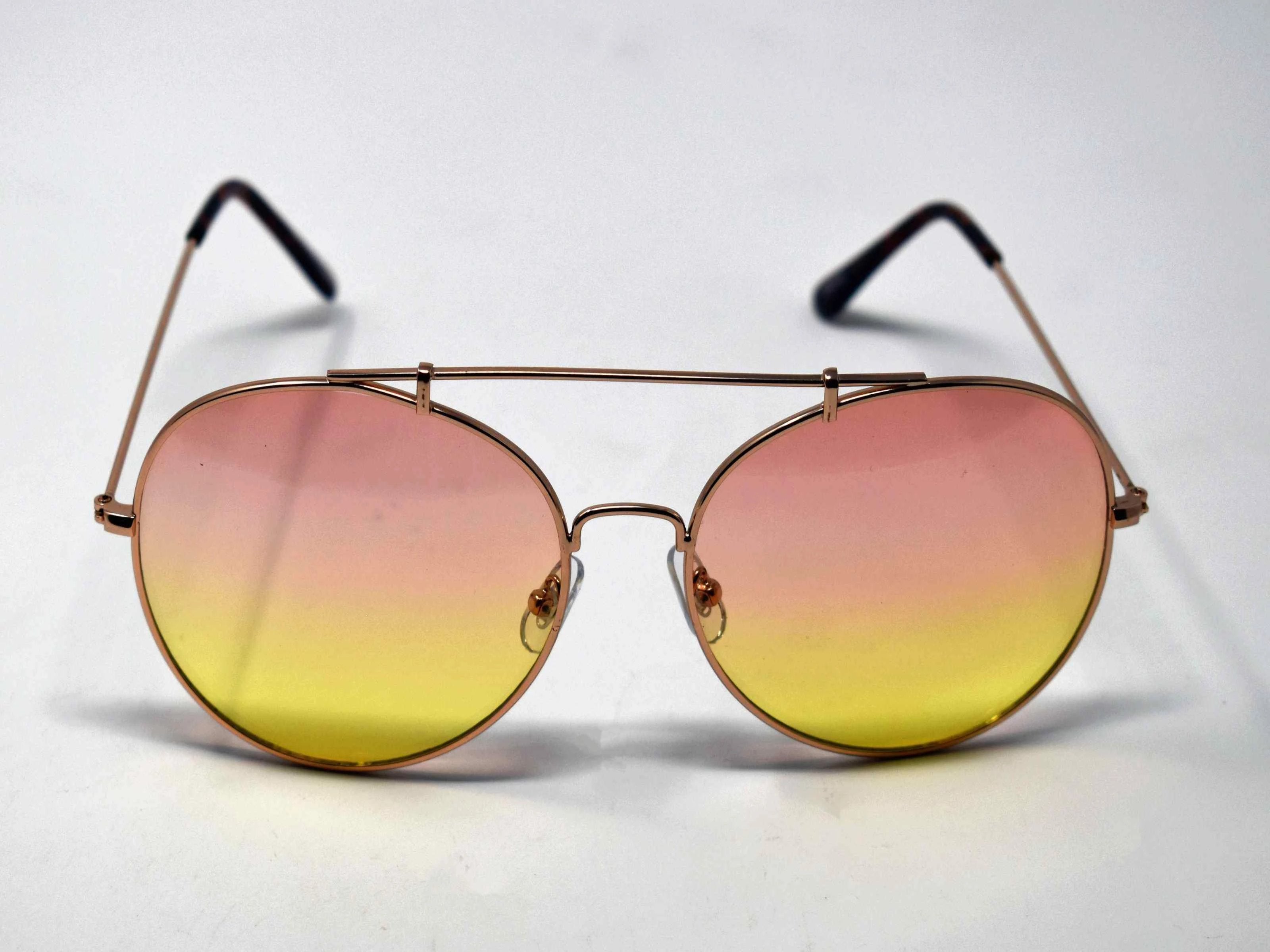 Va Va Voom will be consistently heard in these Vervain gold frame aviator orange and yellow ombre lens sunglasses.