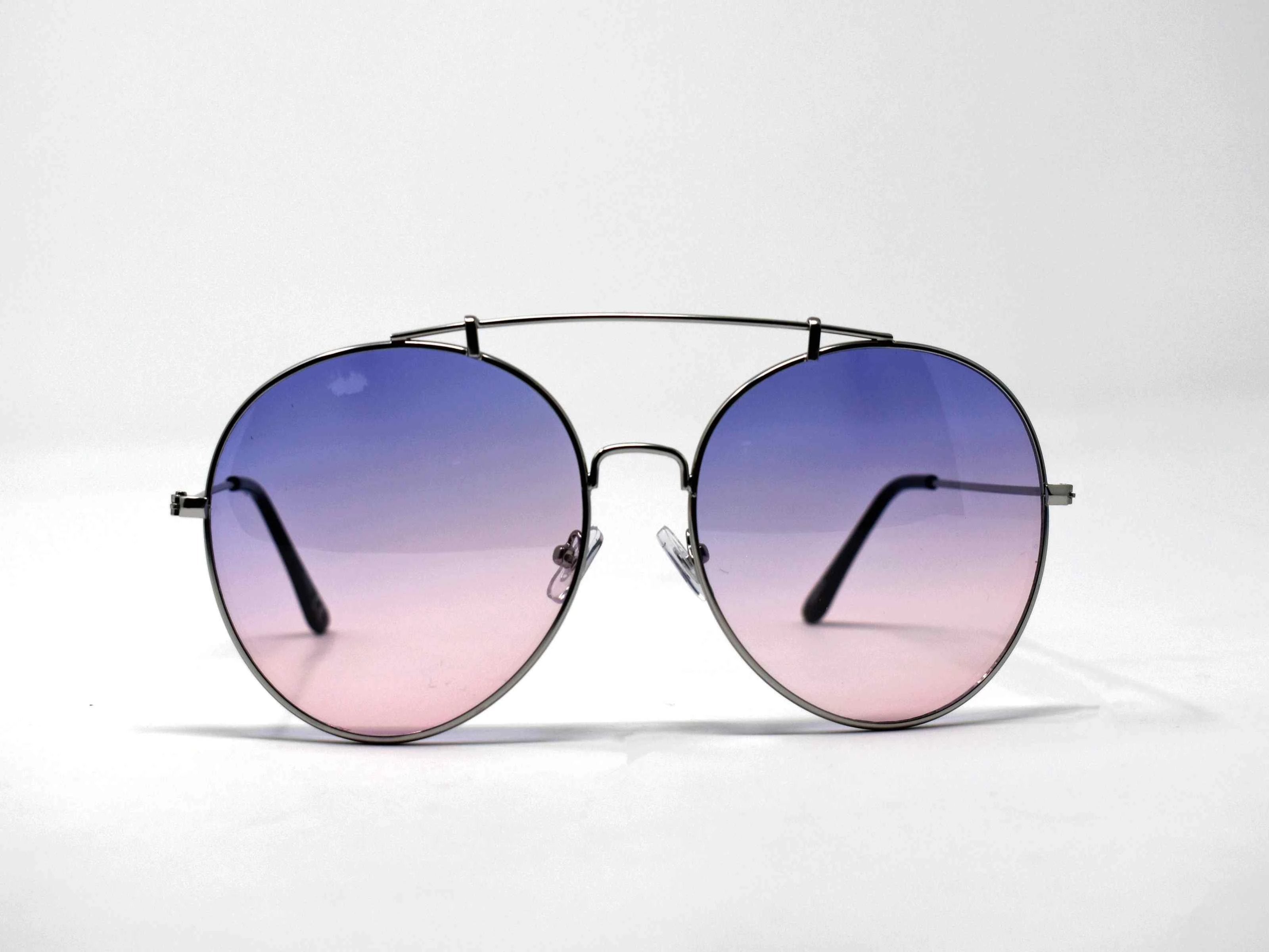 Va Va Voom will be consistently heard in these Vervain silver frame aviator Purple and Pink ombre lens sunglasses.