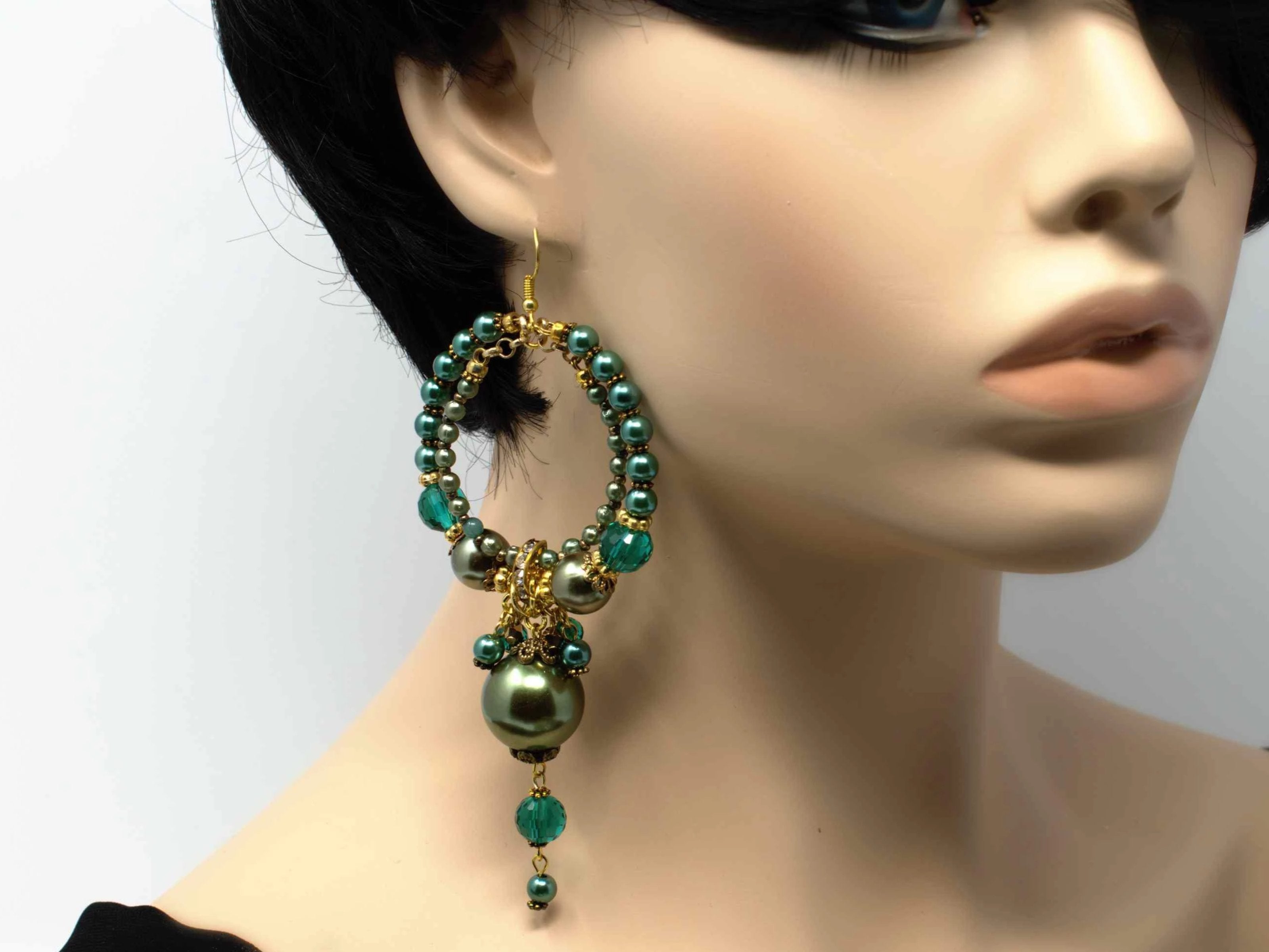 Victoria Pearl Chandelier Earrings Green