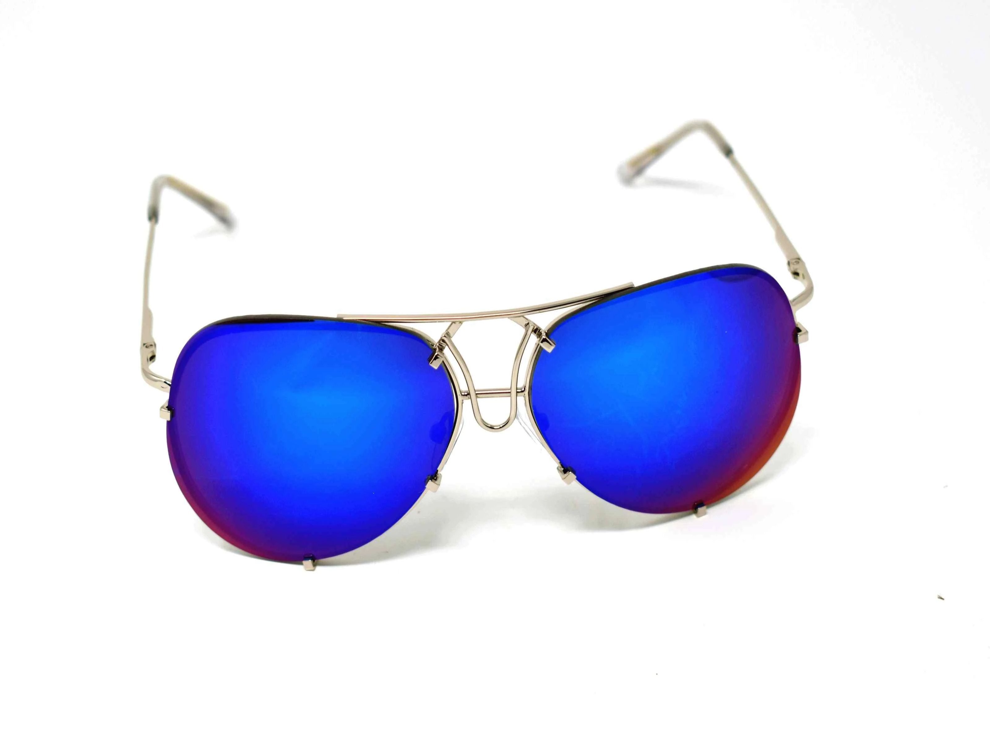 Yarrow Royal Blue Mirrored Lens Sunglasses Silver
