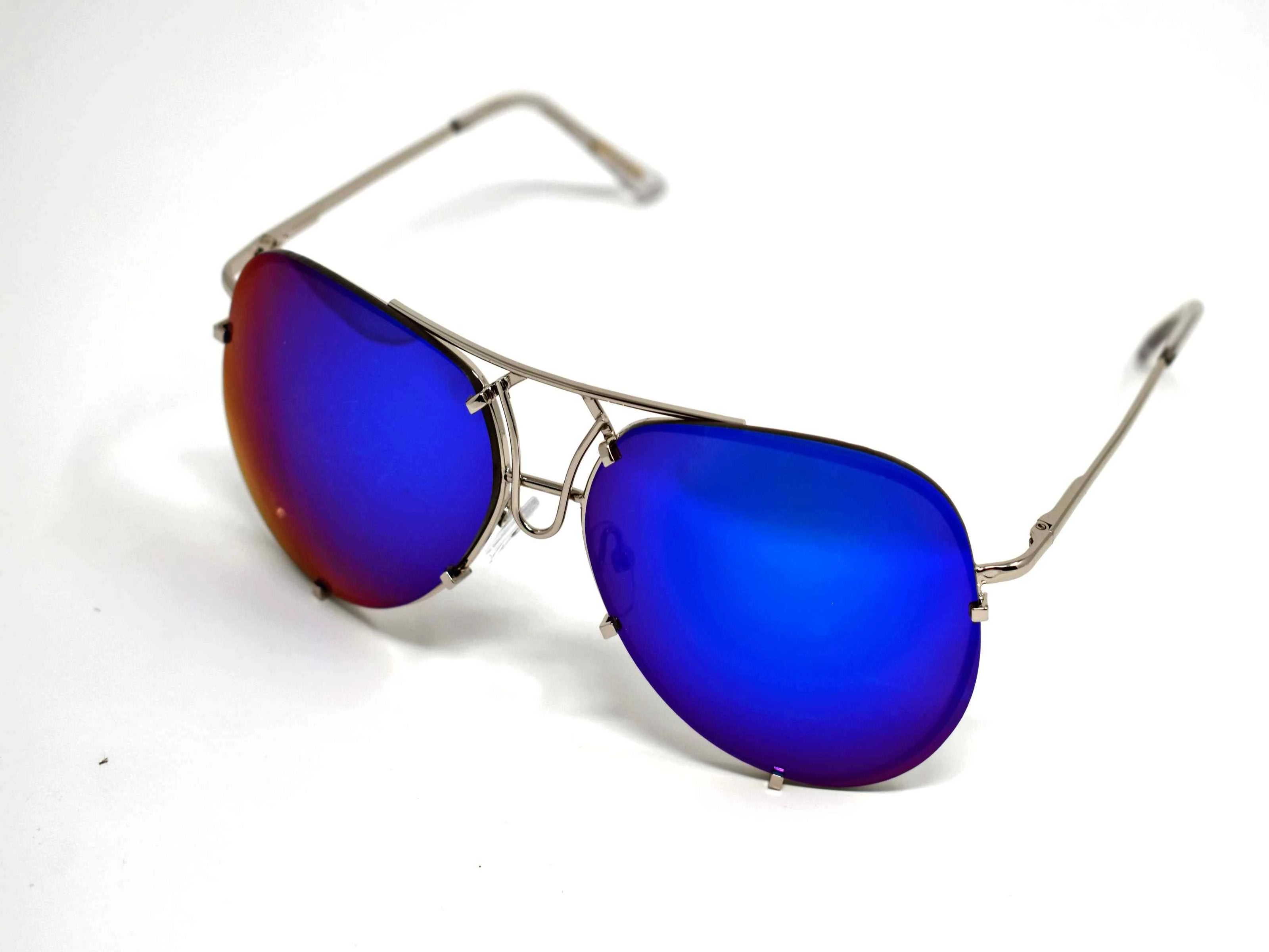 Yarrow Royal Blue Mirrored Lens Sunglasses Silver